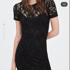 Zara Black Lace Overlay Dress